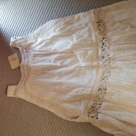 Free People Xs/S NWT Clara Maxi Dress Ivory Off White Lace pocket Delicate Loose - Picture 10 of 16